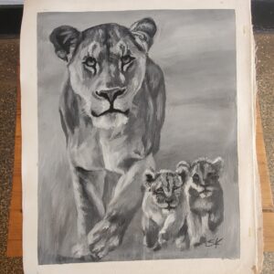 40×30cm Lion and cubs paintings